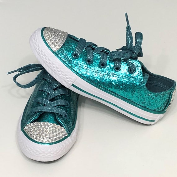 teal glitter converse
