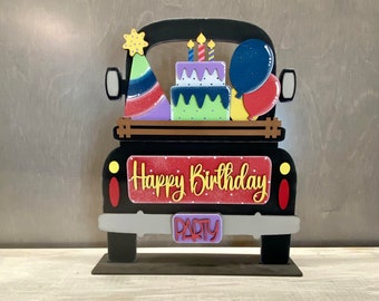 Happy birthday interchangeable truck, 12 inch large interchangeable, seasonal decor, year round