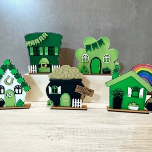 St Patrick's Day village, custom houses, seasonal decor, bundle or individual available, build your own village
