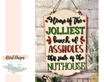 Funny christmas sign, jolliest bunch, paint night craft