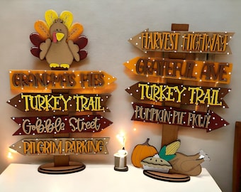 Thanksgiving street sign, fall decor, seasonal decor, trains sold separate
