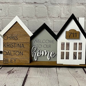 Personalized family sign, Custom standing house centerpiece, farmhouse decor, great housewarming or new family gift, christmas gift image 6
