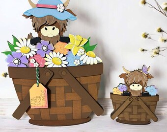 Highland spring FULL AND MINI interchangeable basket, spring decor, seasonal, all baskets reversible