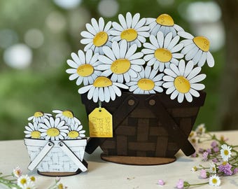 Daisy FULL AND MINI interchangeable basket, spring decor, seasonal, all baskets reversible