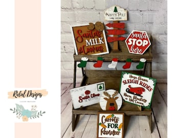 Santa tiered tray, Christmas tiered tray decor