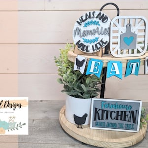 Farmhouse kitchen tiered tray, farmhouse style tray, Every day decor, bundle or individual available