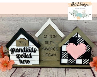 Grandkids standing sign, personalized sign for grandma, 3d sign, shelf sitter