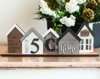 Personalized family sign, Custom standing house centerpiece, farmhouse decor, great housewarming or new family gift, christmas gift