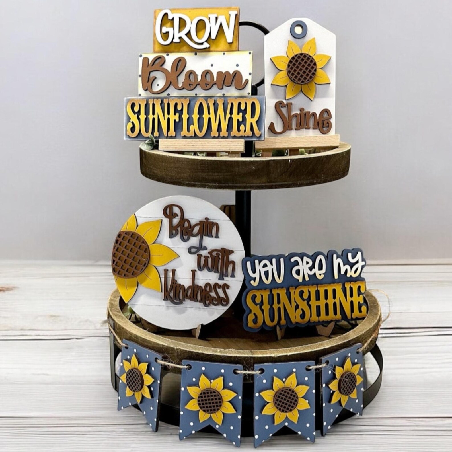 Sunflower Tiered Tray Set, Seasonal Decor, Everyday Decor, Fall - Etsy