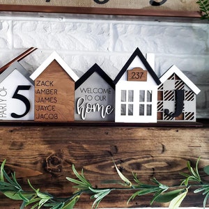 Personalized family sign, Custom standing house centerpiece, farmhouse decor, great housewarming or new family gift, christmas gift