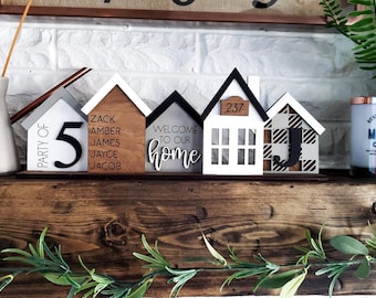 Personalized family sign, Custom standing house centerpiece, farmhouse decor, great housewarming or new family gift, christmas gift