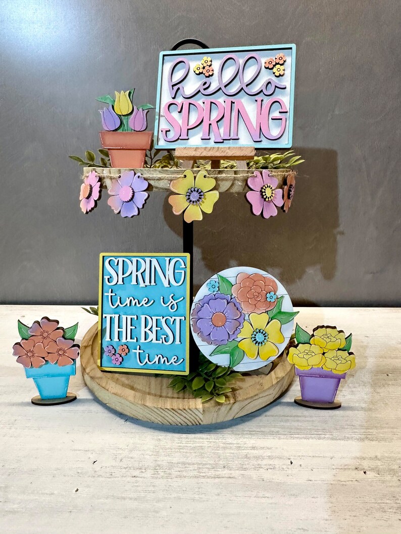 Spring Tiered Tray Set, Full Set Bundle, Tier Tray Decor - Etsy