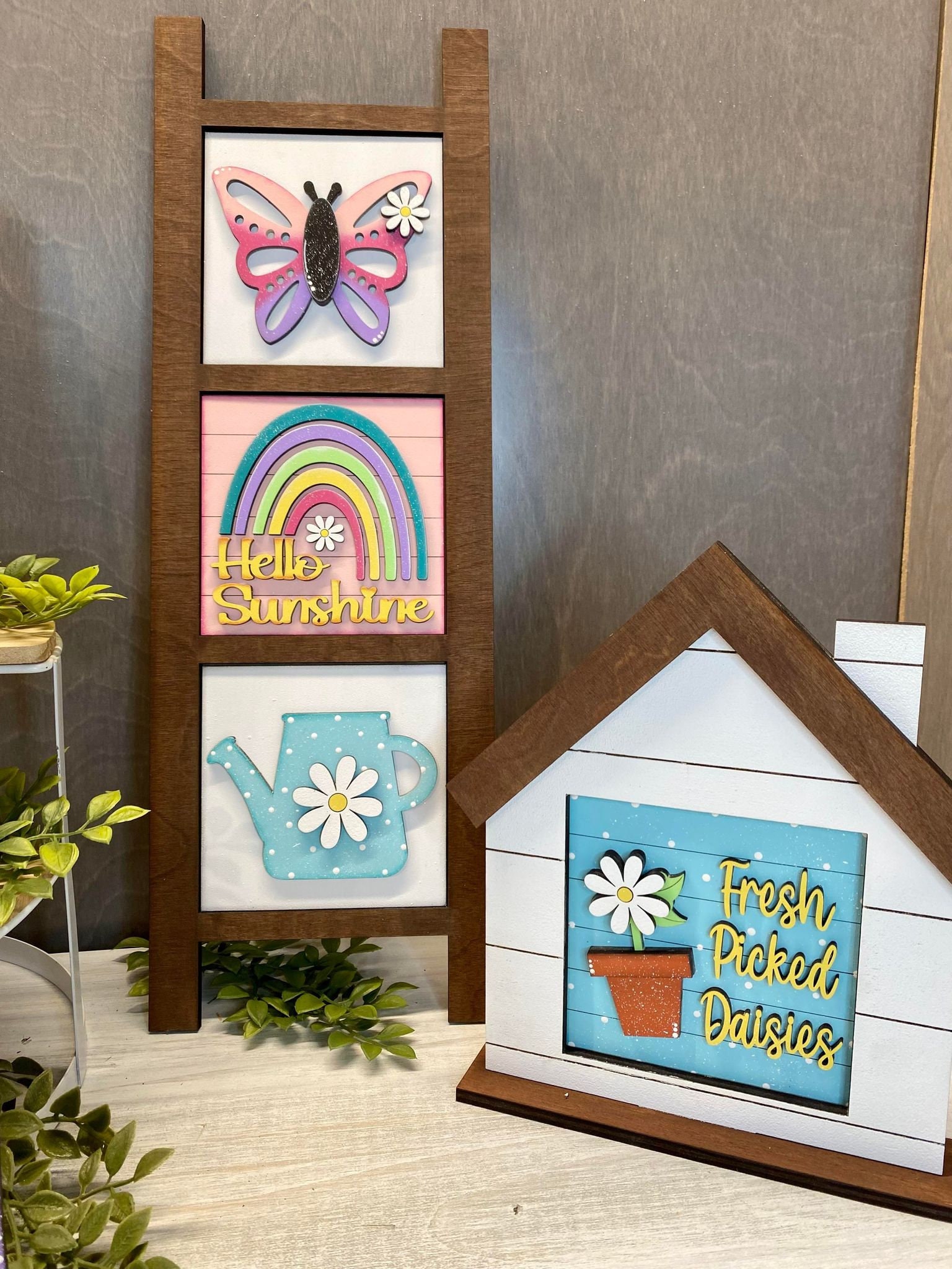 Spring Ladder Decoration Full Size Spring Ladder Inserts, Seasonal Decor, Interchangeable Signs ...