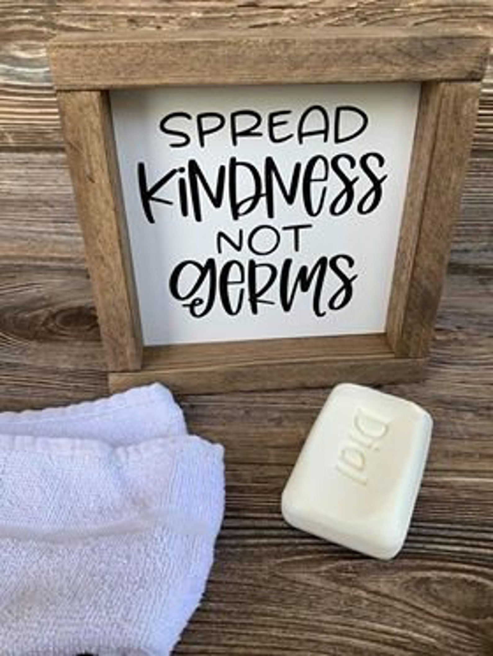 Spread kindness not germs wood sign Framed painted sign Etsy