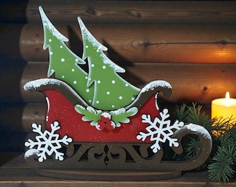 Winter sleigh sign, winter and Christmas decor, Santa sleigh