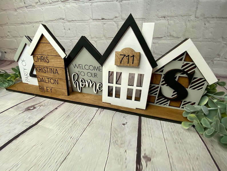 Personalized family sign, Custom standing house centerpiece, farmhouse decor, great housewarming or new family gift, christmas gift image 5