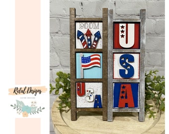 MINI interchangeable ladder, july 4 decor, farmhouse decor, tiered tray decor, summer, fourth of july