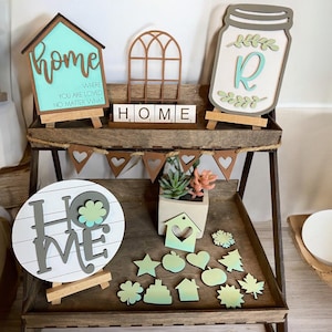 Home tiered tray set, personalized decor, DIY also available