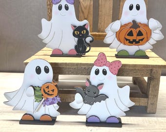 Friendly Halloween ghosts, standing halloween decor, seasonal decor, bundle or individual available