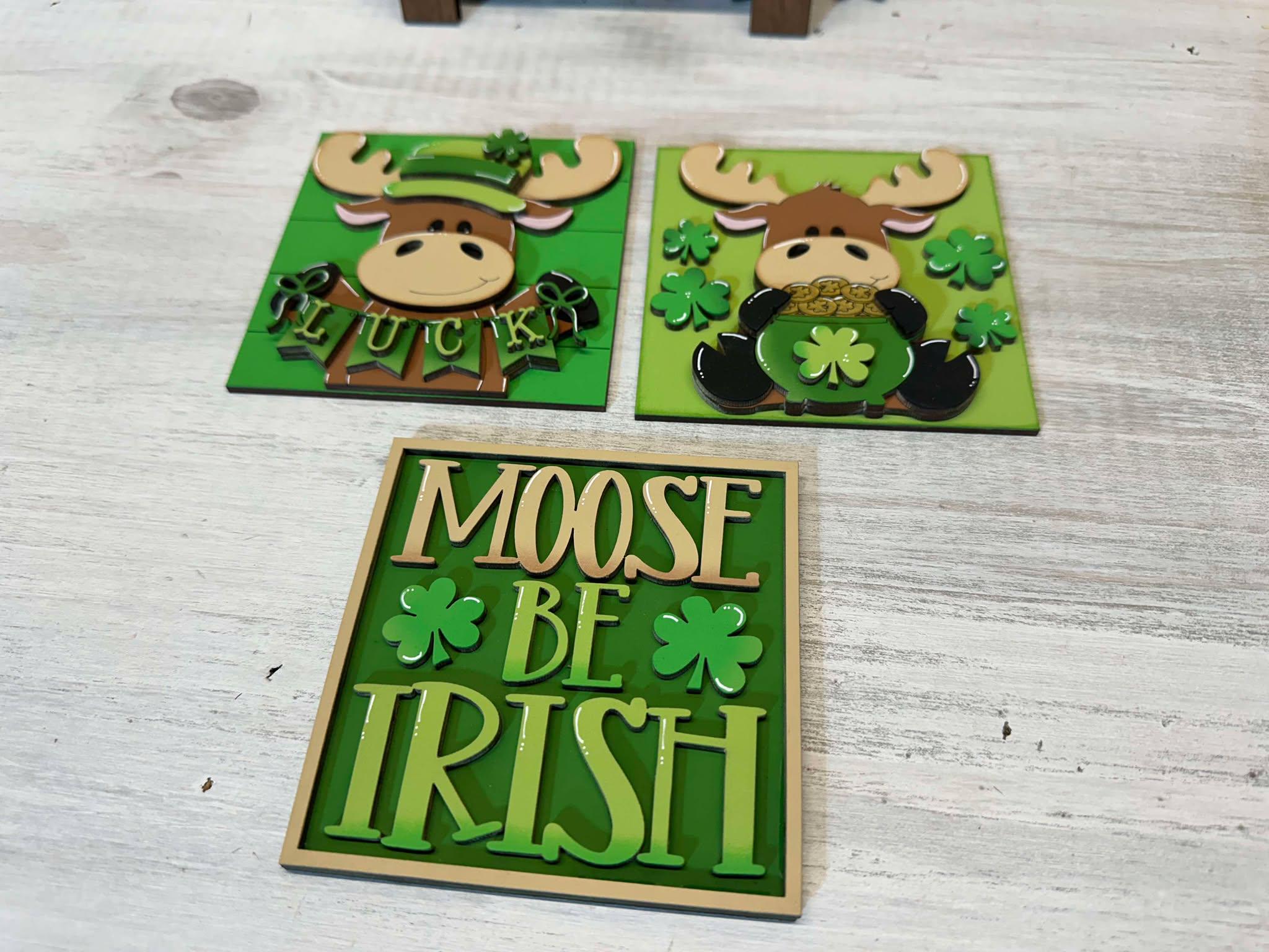 Full Size St. Patrick's Day Moose Ladder Inserts, Seasonal Decor ...