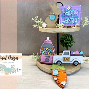 Easter tiered tray decor, bunny signs, mini sign set, 3d sign, seasonal farmhouse decor