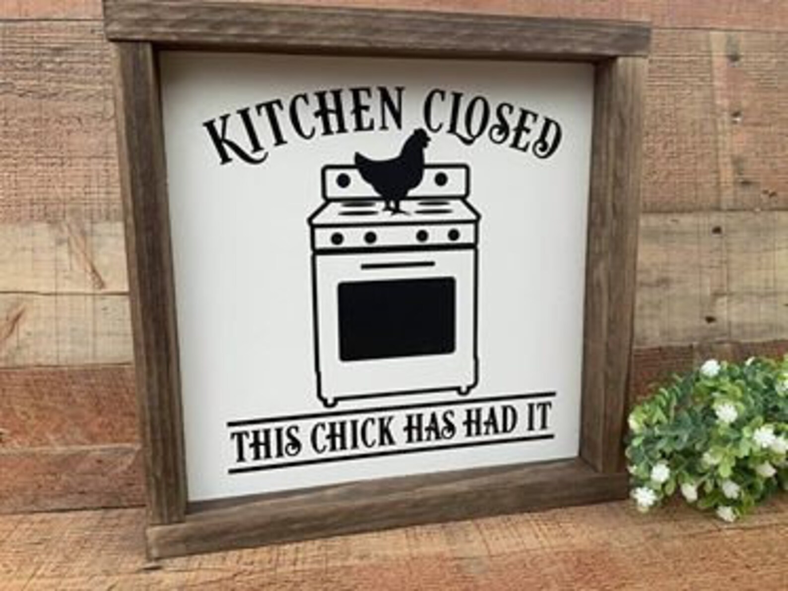 Kitchen is closed wood sign Square painted sign Farmhouse Etsy