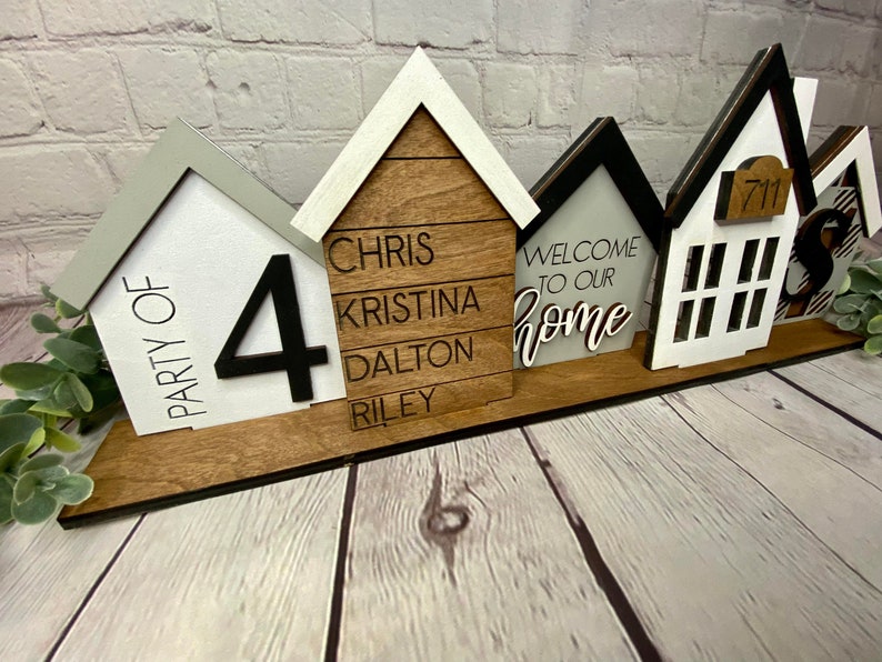 Personalized family sign, Custom standing house centerpiece, farmhouse decor, great housewarming or new family gift, christmas gift image 8