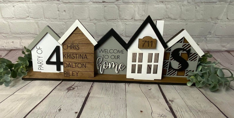 Personalized family sign, Custom standing house centerpiece, farmhouse decor, great housewarming or new family gift, christmas gift image 7