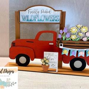 Wildflower Tabletop truck interchangeable, seasonal decor, spring decor