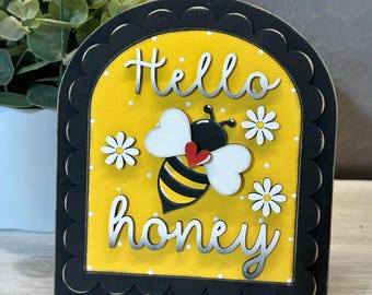 SMALL Honeybee insert arched interchangeable sign, frames and inserts sold separately, seasonal decor, home decor
