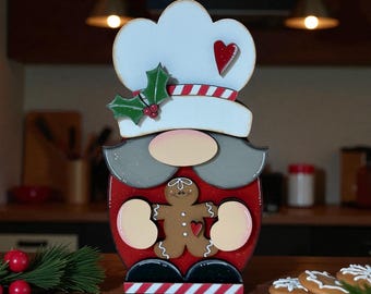 Chunky gingerbread gnome, winter and Christmas decor