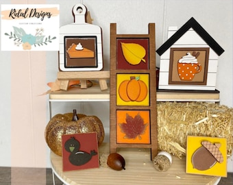 MINI interchangeable ladder, everyday decor, farmhouse decor, tiered tray decor, fall, mini interchangeable house, mini cutting board