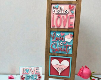 Full size Valentine's ladder inserts, seasonal decor, interchangeable signs