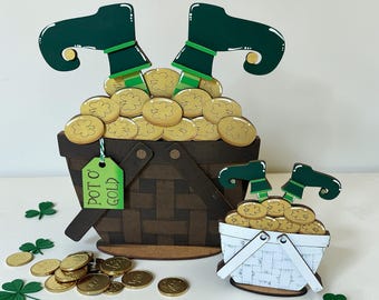 St patrick leprechaun FULL AND MINI interchangeable basket, winter decor, seasonal, all baskets reversible