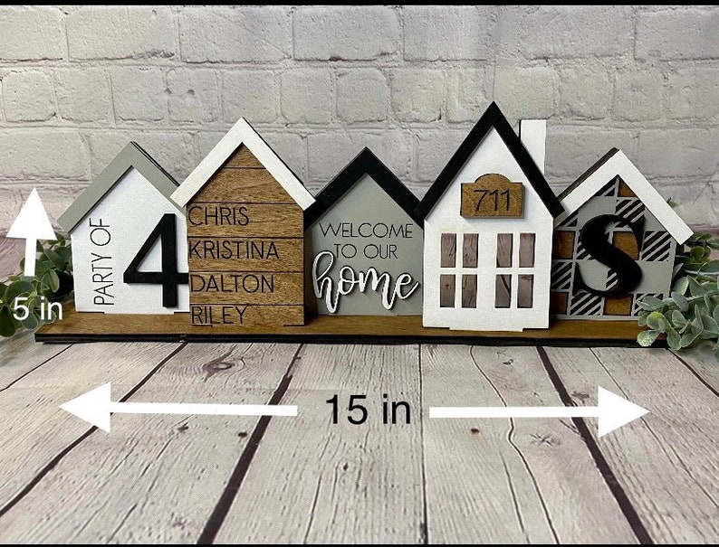 Personalized family sign, Custom standing house centerpiece, farmhouse decor, great housewarming or new family gift, christmas gift image 2