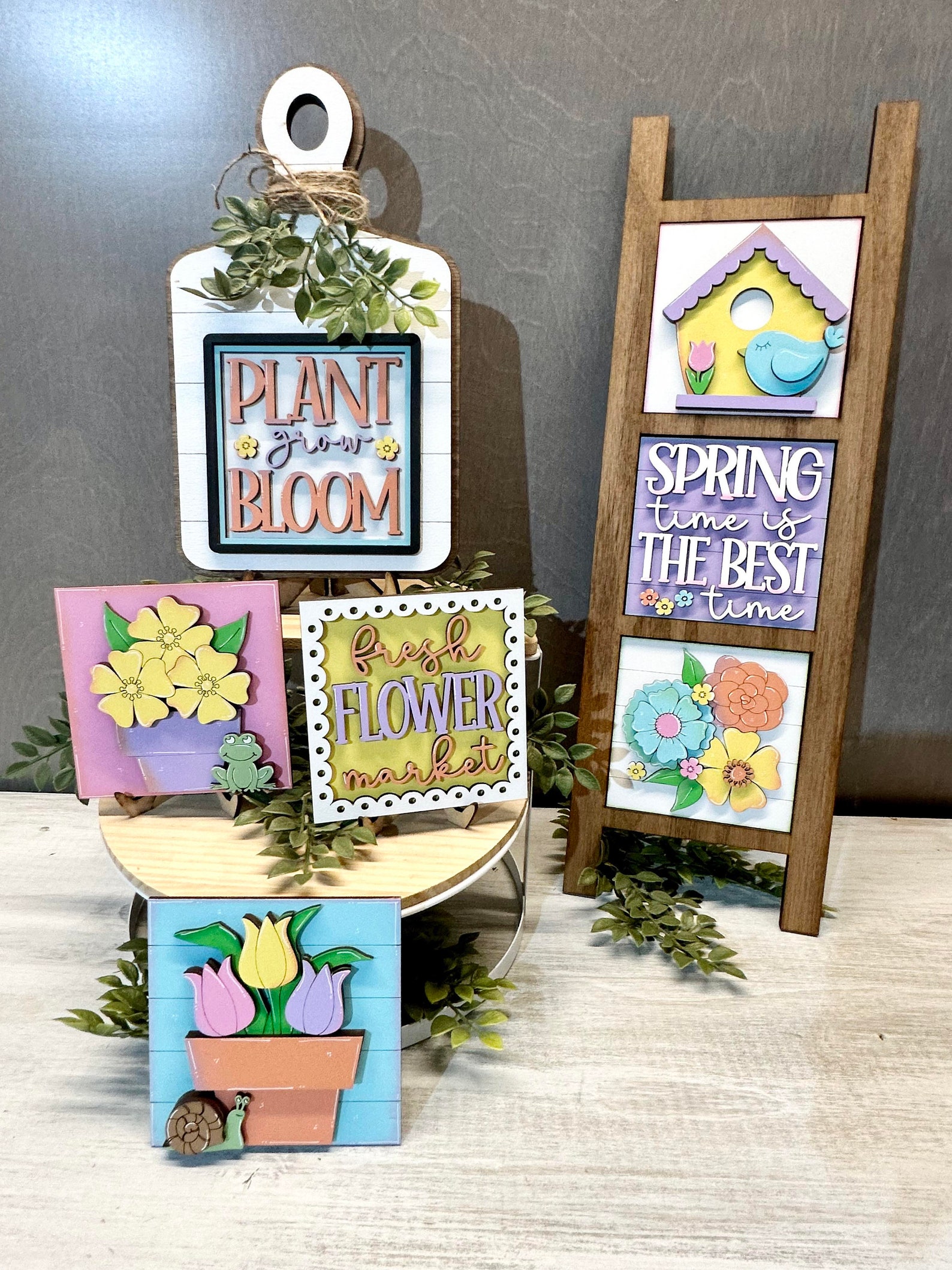 Spring Ladder Decoration Full Size Spring Ladder Inserts, Seasonal Decor, Interchangeable Signs ...