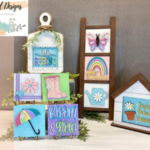 Full size Spring ladder inserts, seasonal decor, interchangeable signs