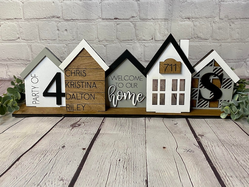 Personalized family sign, Custom standing house centerpiece, farmhouse decor, great housewarming or new family gift, christmas gift image 4