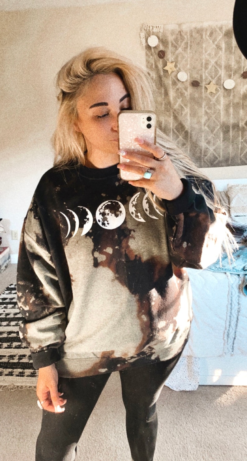 Moon Phase Luna Occult Witchy Stay Wild Moon Child Bleach Etsy