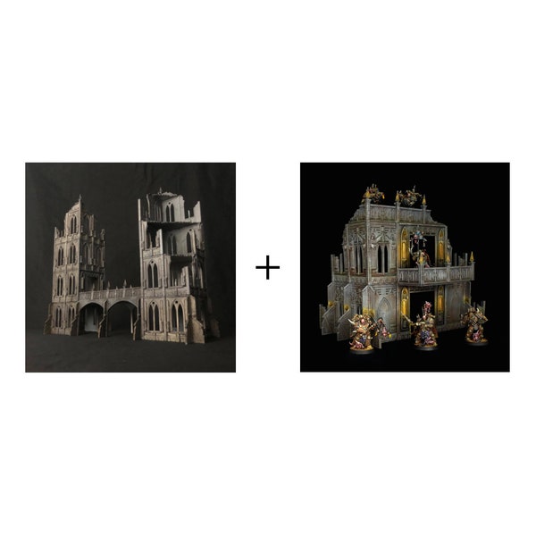 Gothic Ruins Bundle - Due torri e ponte + Rovine del santuario - 28mm Wargaming Tabletop Miniatures Terrain, DnD, Sci-Fi Fantasy Building Scenery
