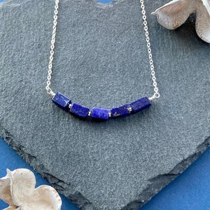 Lapis Lazuli Necklace, Lapis Lazuli Bar Necklace. Lapis Lazuli Crystal, Blue Crystal,  December Birthstone, Christmas Gift, Stocking Filler.