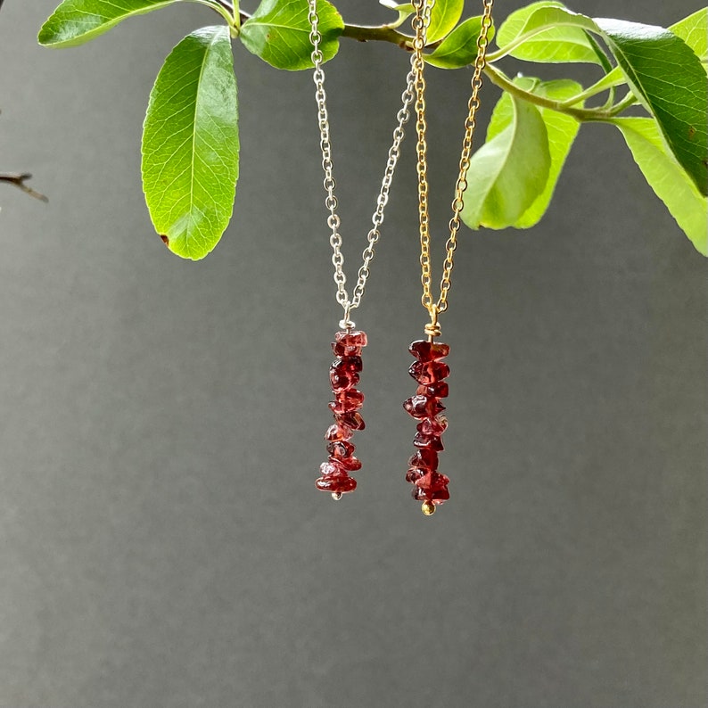 Garnet Crystal Necklace, Garnet Crystal Bar Necklace,Red crystal necklace, January Birthstone, Christmas Gift, Stocking Filler. image 5