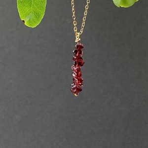 Garnet Crystal Necklace, Garnet Crystal Bar Necklace,Red crystal necklace, January Birthstone, Christmas Gift, Stocking Filler. image 1