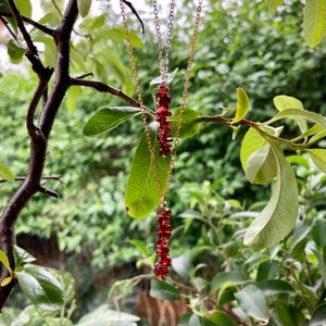 Garnet Crystal Necklace, Garnet Crystal Bar Necklace,Red crystal necklace, January Birthstone, Christmas Gift, Stocking Filler. image 9