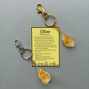 Keyring with Citrine Crystal keyring keychain with lobster clasp For Keys Car keys for a bag a purse or a backpack Teachers Gift.