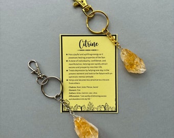 Keyring with Citrine Crystal keyring keychain with lobster clasp For Keys Car keys for a bag a purse or a backpack Teachers Gift.