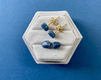 Sapphire Stud Earrings Raw Sapphire Earrings Sapphire Gemstone Earrings, Blue Crystal earrings Gift for her September Birthstone.