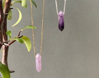 Amethyst Necklace Pendant,Purple, Lilac crystal, Double Terminated/DT crystal necklace, February Birthstone, Christmas Gift, Stocking Filler