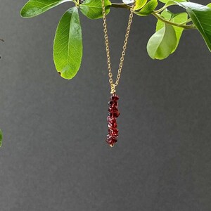 Garnet Crystal Necklace, Garnet Crystal Bar Necklace,Red crystal necklace, January Birthstone, Christmas Gift, Stocking Filler. image 1