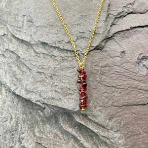 Garnet Crystal Necklace, Garnet Crystal Bar Necklace,Red crystal necklace, January Birthstone, Christmas Gift, Stocking Filler. image 7